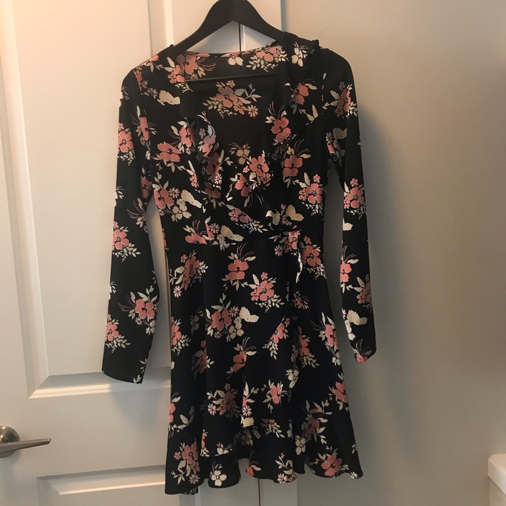 Mini wrap dress with ruffles